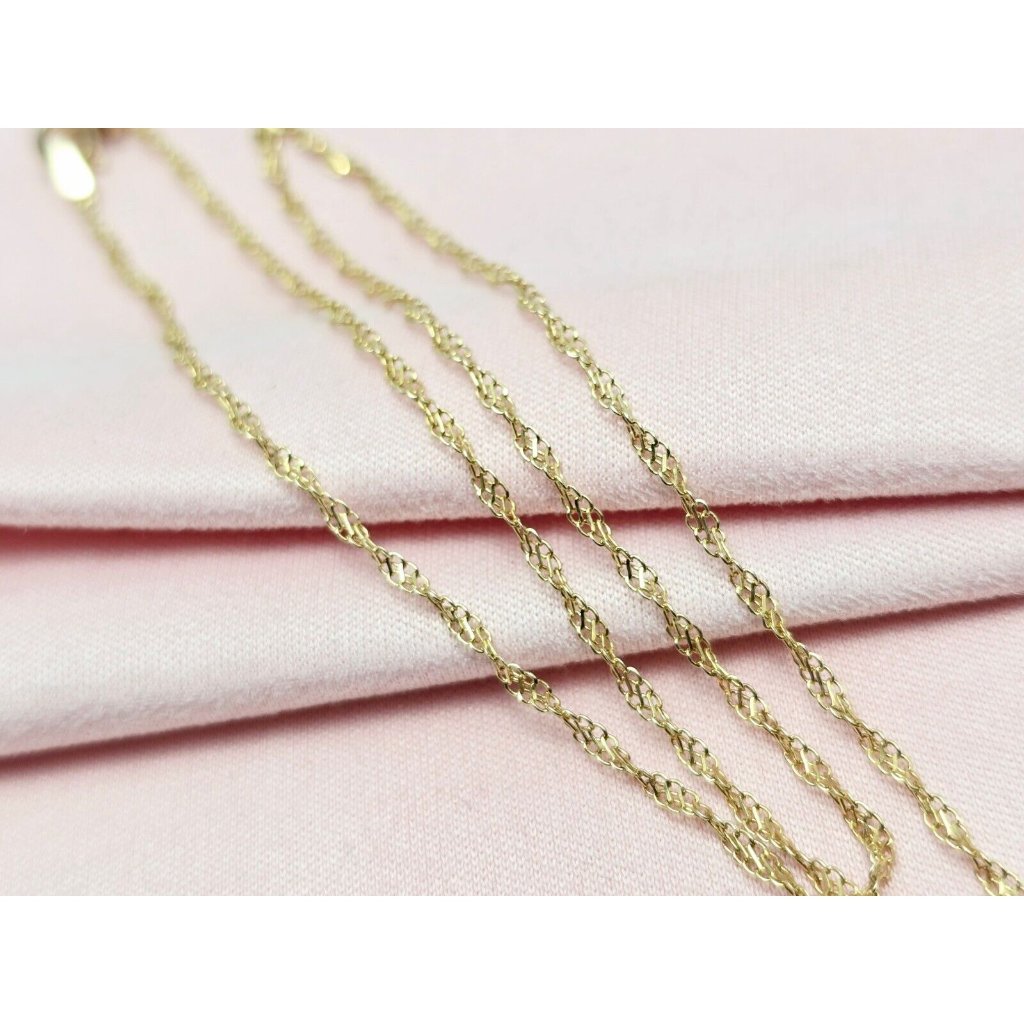 Unique Thin 14k Solid Yellow Gold Twisted Mesh Rope Chain Necklace 1950 Length